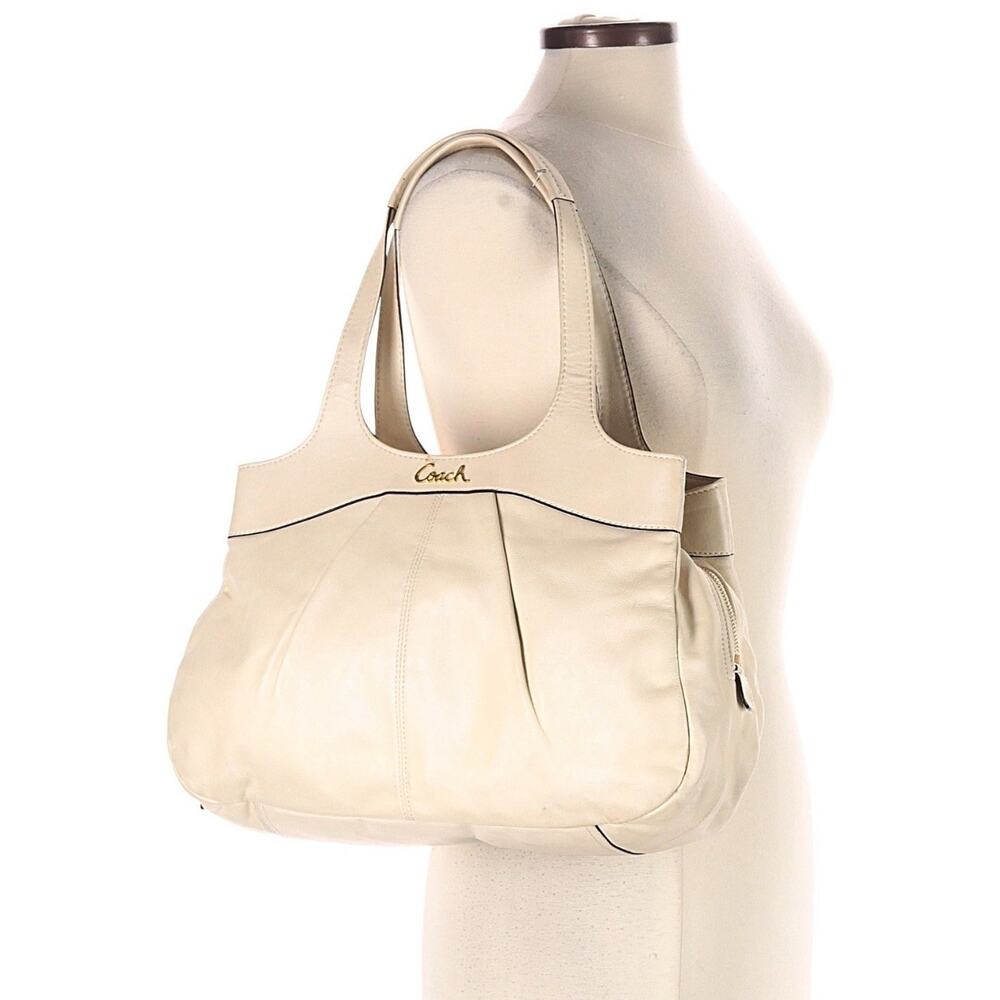Coach Cream Leather Pleated Crossbody Bag - Picture 4 of 7
